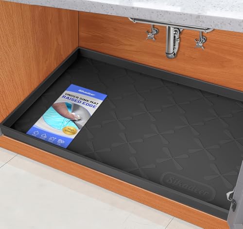 31" x 22" Under Sink Mat Waterproof, Silicone Mat Kitchen Drawer Shelf and Cabinet Liner, Sink Protector for Kitchen Organizers and Storage, Boot Tray Pet Food Mats