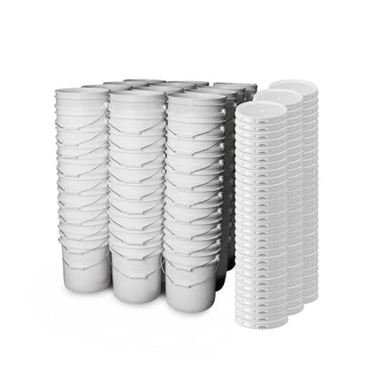 5 Gallon Bucket - Food Grade Bucket with Airtight Gasketed Tear Strip Lid, BPA-Free, Heavy-Duty 90 Mil HDPE Plastic Pail, Bulk Storage, Durable Container, Made in USA - White, 120 Packs - color: White, size: 120 Packs
