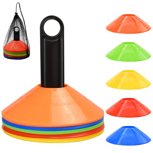 25/50/100pcs Disc Cones, Agility Soccer Cones with Carry Bag and Holder | for Sports Training, Football, Soccer, Basketball, Coaching, Practice Equipment - color: 25pcs