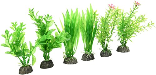 Penn-Plax Penn Plax 3-Pack Aquarium Plastic Plant, 4-Inch, Green