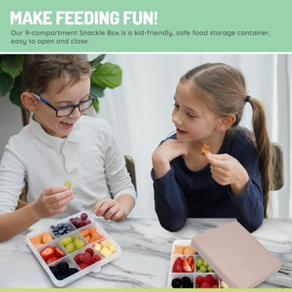 melii Snackle Box – Divided Snack Container, Food Storage for Kids, Removable Dividers, Arts & Crafts, Beads, BPA-Free – 9 Compartments - Oatmilk