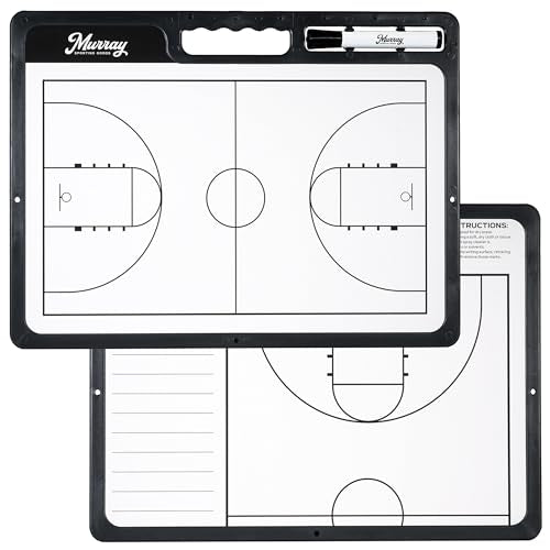 Murray Sporting Goods Whiteboard Premium Basketball Coaches Clipboard | Double-Sided Basketball Whiteboard with Marker - size: 17"W x 12.5"H