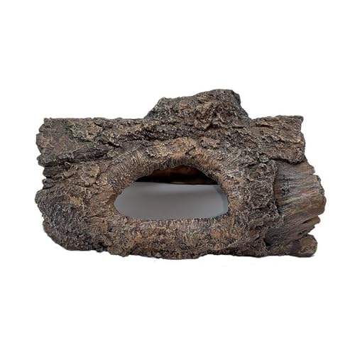Aquarium Decoration Cave Resin Hollow Tree Trunk Log Terrarium Ornament Fish Tank Hideout for Betta Cichlid Shrimp Small Reptile Gecko