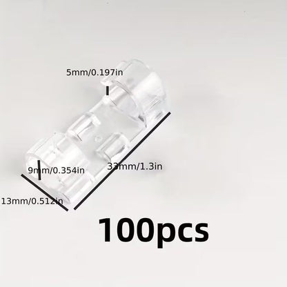 Adhesive Cable Holders 100 Pack Clear Plastic Clips with Peel and Stick Backing for Organizing Power Cords on Walls and Under Desks, 100pcs