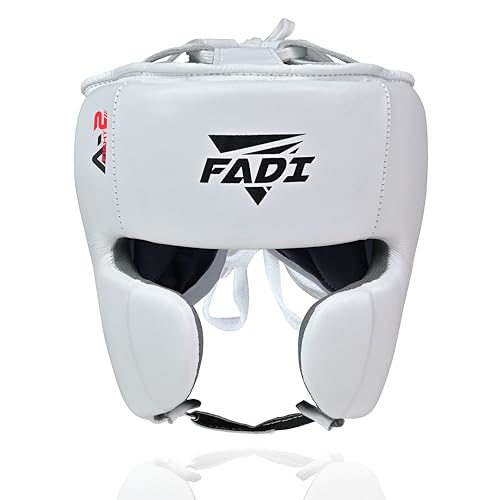 Authentic Series A2 Boxing Headgear - Premium Leather Head Guard for Kids and Adults in MMA, Kickboxing, Muay Thai, Karate, Martial Arts, and Taekwondo - color: White, size: Small-Medium