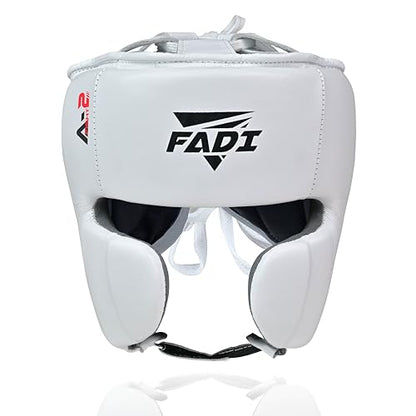 Authentic Series A2 Boxing Headgear - Premium Leather Head Guard for Kids and Adults in MMA, Kickboxing, Muay Thai, Karate, Martial Arts, and Taekwondo - color: White, size: Small-Medium