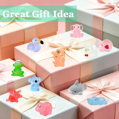 50Pcs Unique Mini Resin Animals Variety Pack, Glow in the Dark Miniature Figures Bulk, Small Luminous Animal Figurines for DIY Crafts Miniature Garden Aquarium Terrarium Office Home Decoration