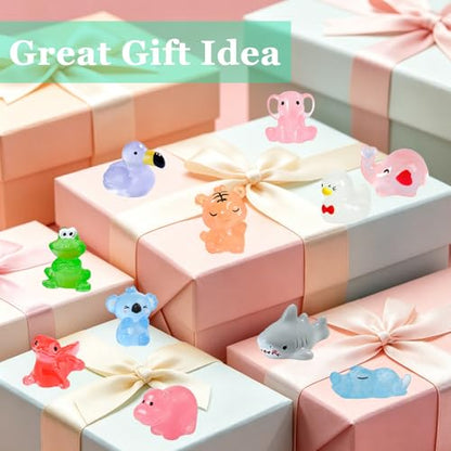 50Pcs Unique Mini Resin Animals Variety Pack, Glow in the Dark Miniature Figures Bulk, Small Luminous Animal Figurines for DIY Crafts Miniature Garden Aquarium Terrarium Office Home Decoration