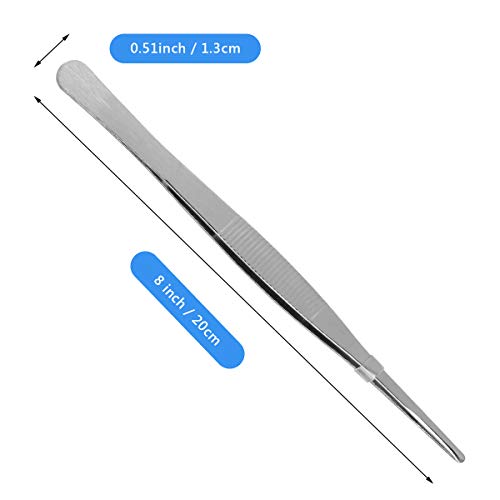 Kitchen tweezer Stainless Steel, 8inch Long tweezer with Precision Serrated Tips for Cooking Pincette for Sea food, Bar Tweezer - size: 8"