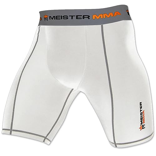 Meister MMA Compression Rush Fight Shorts w/Cup Pocket - color: White, size: XX-Large