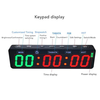 Portable Gym Timer Clock Magnetic Rechargeable Workout Interval Fitness Digital Timer with Stopwatch for Home Garage Boxing
