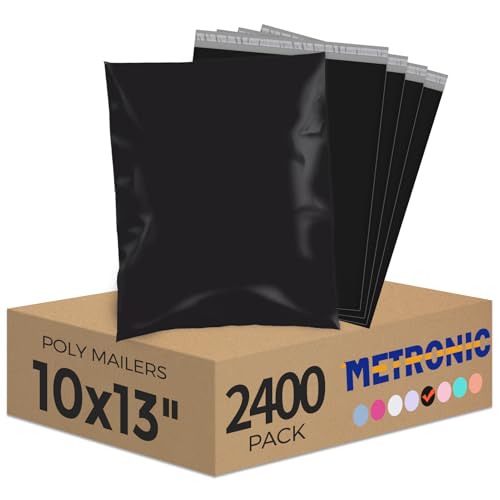 Metronic Poly Mailers 10x13 2400 Pack Black, Shipping Bags Bulk Mailing Envelopes for Small Business, Small Mailers Poly Bags for Shipping Self Seal Waterproof, Mailing Bag Packaging Bags - color: Black, size: 10x13" 2400PC