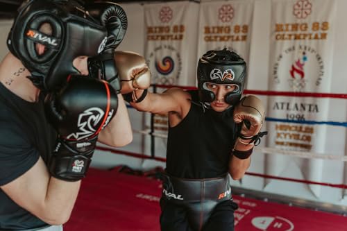 RIVAL Boxing RHG10 Intelli-Shock Headgear, D3O Front and Side Padding, Hook and Loop Back Adjustment with Lace on Top, and Anatomical Rear Head Pad Every Time - color: Black, size: Small