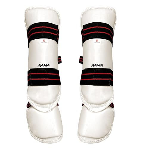 AAMA Martial Arts Taekwondo Vinyl Shin Instep Guard Protector - size: Small
