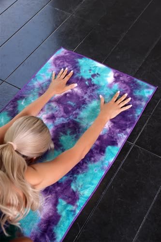 Eunzel Non Slip Hot Yoga Mat Towel with Grip Dots, 72" x 24" - color: Z- Purple & Blue/Green & Purple(2 Pack )