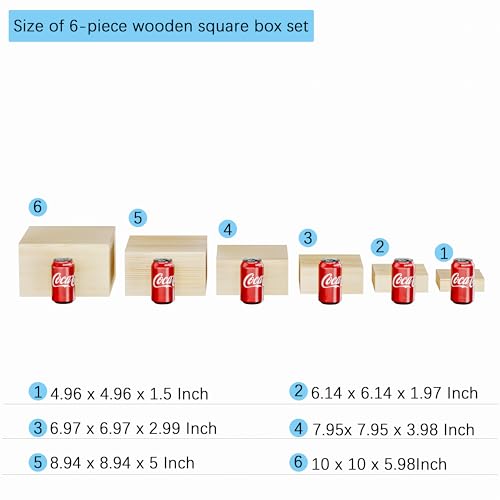 Wooden Display Risers,6PCS Jewelry and Accessories Risers for Jewelry Figurine 5in to 10in For Buffet Party Rustic Wood Cake & Cupcake Stands& Decor (Natural, 5IN to 10IN)