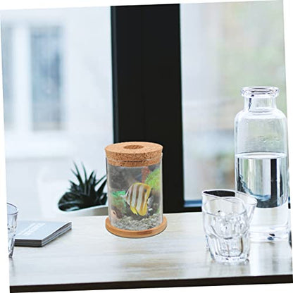MERRYHAPY Landscape Glass Terrarium Bowl for Hydroponic Plants Decorative Fish Tank for Desktop Small Betta Aquarium Mat