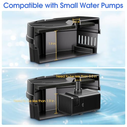 Small Pond Filter Box - Pond Filter with Bio-Balls & Ceramic Rings, Submersible/Fountain Pump Compatible for Koi Ponds, Garden Fountains & Aquariums (No Built-in Pump)