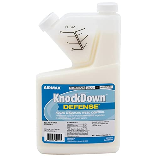 Airmax Knockdown Defense 2-in-1 Liquid Pond Algae Control, Effective & Fast Acting Algaecide, Aquatic Weed Treatment for Clear Water in Ponds & Lakes, Liquid Formulation for Easy Use, 16 fl oz - color: KnockDown Defense, size: 16 oz