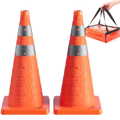 2 Pack 28In Collapsible Traffic Safety Cones with Reflective Collar - size: 28 Inch