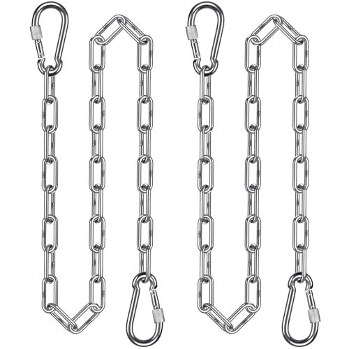 2Pcs 65" (5.4 ft) 304 Stainless Steel Swing Chain with Hook Hanging Chains - color: Silver, size: 65"
