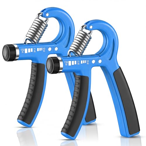 FitBeast Grip Strength Trainer 2 Pack – Adjustable Hand Grip Strengthener for Strength Training & Rehabilitation, 10-132 lbs Resistance Forearm Strengthener, Ideal for Athletes, Rehab, Office - color: Light Blue