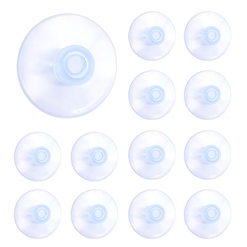 Medsuo 12pcs Suction Cup Glass Suction Pads 40mm Clear PVC Plastic Sucker Pads Without Hooks Extra Strong Suction Holder for Home Kitchen and Bathroom Window Glass Door