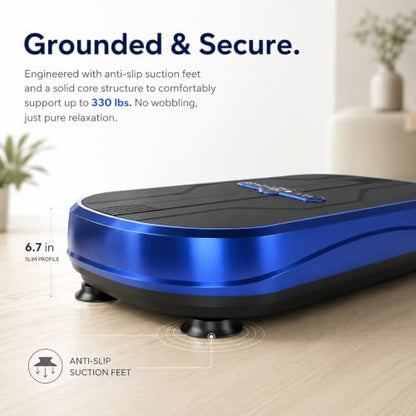 Natini Vibration Plate Exercise Machine, 990 Speed Levels Whole Body Vibrating Plate for Lymphatic Drainage, Home Workout Equipment with Resistance Bands, Remote, 330 lbs Capacity for Home Gym - color: Blue