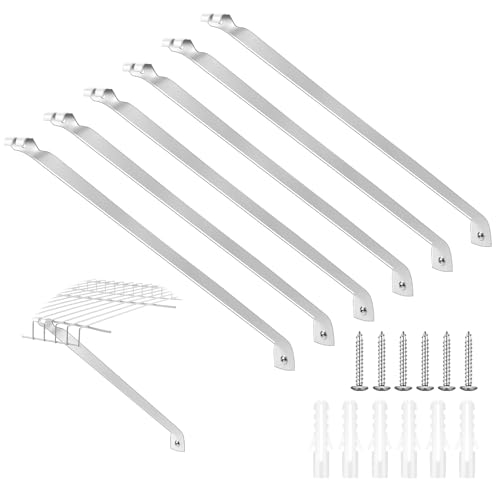 6 Pcs Support Brackets for 16in Wide Shelving Wire Wire Shelf Brackets Closet Rod Bracket Closet Support Bracket with Anchors and Pins for Installation Wires Shelving Supports Closets - size: 16 Inch