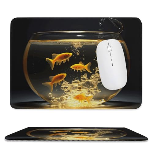 Mousepad Fish in Fish Tank MouseMats with Non-Slip Base MousePads for Man Woman Computer Desktop Protection Mat Desk Mat with Stitched Edges - size: 7.9"x9.4"
