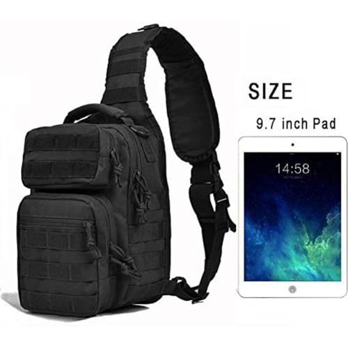 REEBOW GEAR Tactical Sling Bag Single Shoulder Every Day Carry Backpack - color: Style 01 Black