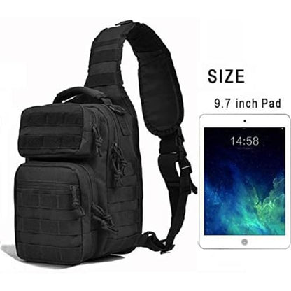 REEBOW GEAR Tactical Sling Bag Single Shoulder Every Day Carry Backpack - color: Style 01 Black