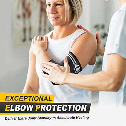 CAMBIVO 2 Pack Elbow Brace Compression Sleeve, Tennis & Golfer's Elbow - color: Grey, size: Medium
