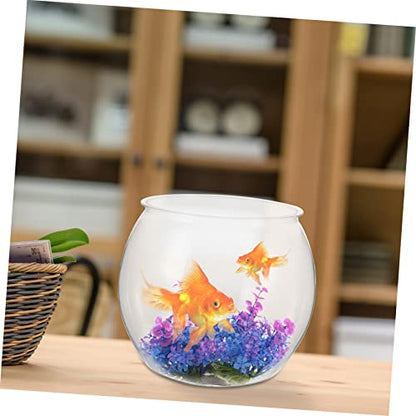 Transparent Fish Tank 7.87X7.87X6.69In Plastic Fish Bowl for Small Pets Goldfish Turtle Desktop Aquarium Micro Landscape Container Decorative Tank