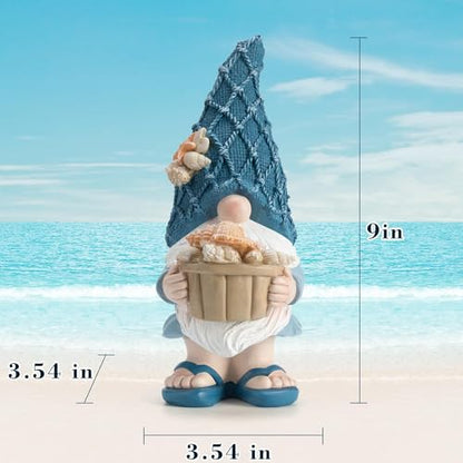 Beach Gnomes Statues,Ocean Gnomes,Nautical Themes Decoration,Beach, Gnome Holding a Bucket - color: Conch