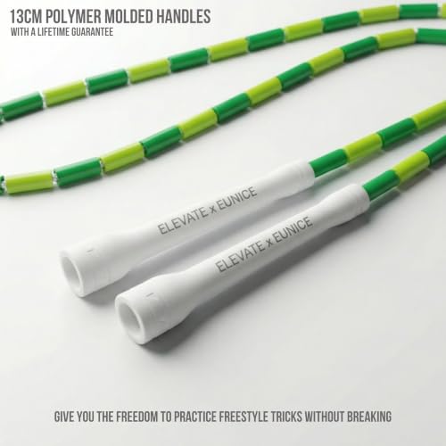 Elevate Rope Beaded Jump Rope, 1 in Beads, 10 ft Adjustable, Segmented - color: Emerald