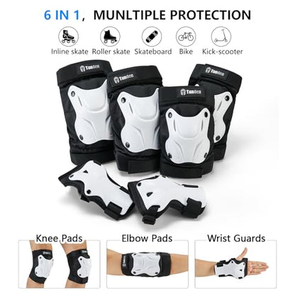 Tanden Skating Protective Gear Knee and Elbow Pads Wrist Guards for Roller Skating Skateboarding, Skate Pads Adult Knee Pads - color: White, size: Adult (14+ years)