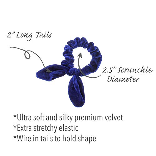 My Lello 4pcs Velvet Bunny Ear Knotted Tail Hair Scrunchies Earth Tones
