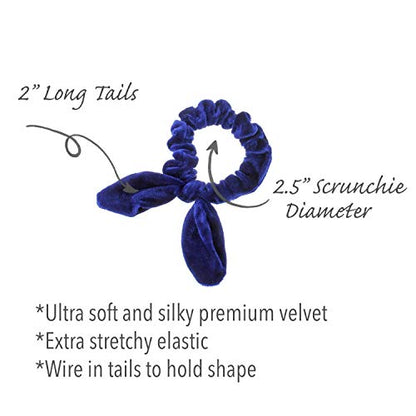 My Lello 4pcs Velvet Bunny Ear Knotted Tail Hair Scrunchies Earth Tones