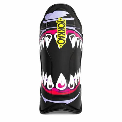 YOKKAO Microfiber Shin Guards - A-Grade Thai Microfiber | Multi-Layer Foam | Single-Shell Wrap | Produced at YOKKAO Factory, Thailand | S-L - color: Black Sharknado ll, size: Small