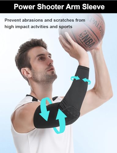Honeycomb Anti Collision Padded Arm Sleeves - 2 Pack for Basketball, Football, Volleyball - color: White, size: X-Small