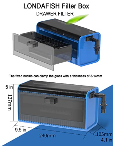 Aquarium Filter Box, Fish Tank Filter Waterfall Flow Fliter Box, Fountain Pump, High Lift Submersible Water Pump, Hydroponics, Filter Accessories, Filter Media (Filter Box)