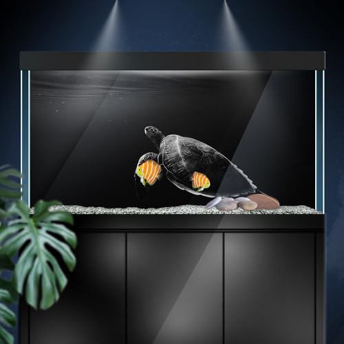 Aquarium Background Stickers - Turtle Water Black Self-Adhesive Fish Tank Reptile Terrarium Decor Poster (45 x 30 cm / (17.7 x 11.8 inches)) - size: 45 x 30 cm / (17.7 x 11.8 inches)