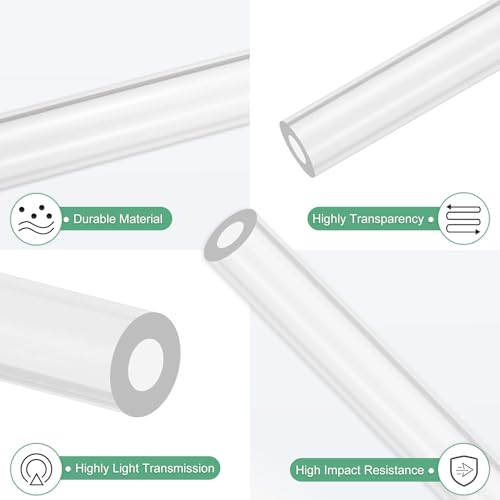 M METERXITY 2-Pack Clear Rigid Acrylic Pipe, 10mm[0.39"] ID x 20mm[0.79"] OD Plastic Round Tube for Water Cooling System/Lamps/Fountains/Aquariums/Display Stand, Acrylic Tubing [305mm/12IN] - size: 10mm ID x 20mm OD