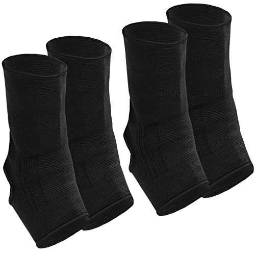 Geyoga 2 Pairs Muay Thai Ankle Support Compression Ankle Sleeve Boxing Foot Braces for Men Breathable Women Foot Wraps Support for Martial Arts Kickboxing Gym Running(Black,M) - color: Black, size: M