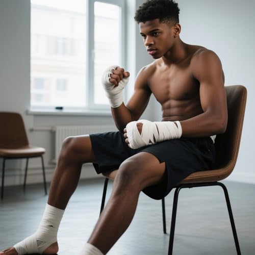 2PCS White Boxing Hand Wraps, Boxing Elastic Mexican Hand Wrap Elastic Wrist Compression Bandage Elastics Hands Wraps, Hands Protection for Teenager Boxings Glove Under Mitts Wrist Protection 3.1m
