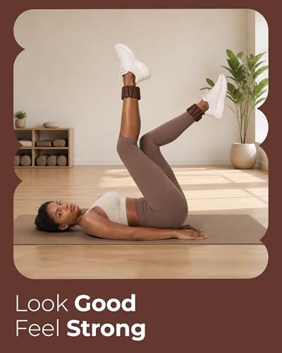 Pilates Wrist & Ankle Weights | Adjustable Weighted Bangles | 1LB/2LB Each - color: Cocoa, size: 1 LB