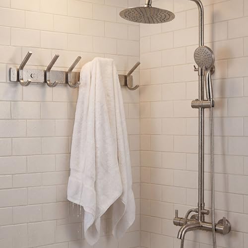 WEBI 2 Packs, Heavy Duty Stainless Steel 304 Hook Rail Coat Rack, Satin Finish, Great Home Storage & Organization for Bedroom, Bathroom, Foyers, Hallways - size: 6 Hooks(2 pack)