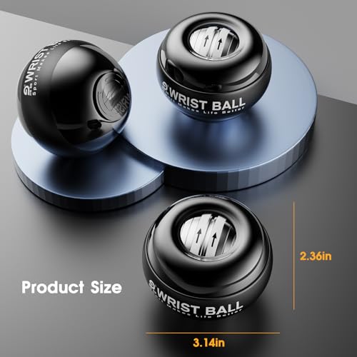 JIN BD Auto-Start Wrist Ball – GYRO Ball Trainer - color: Black Diamond (No Light)