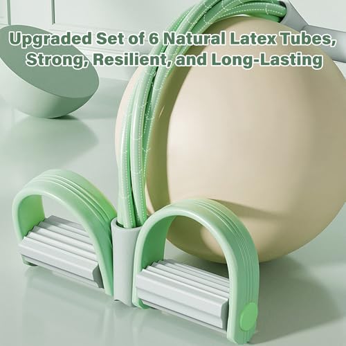 Pedal Resistance Bands Set with Handles, 6-Tube Elastic Stretch Bands - color: Green